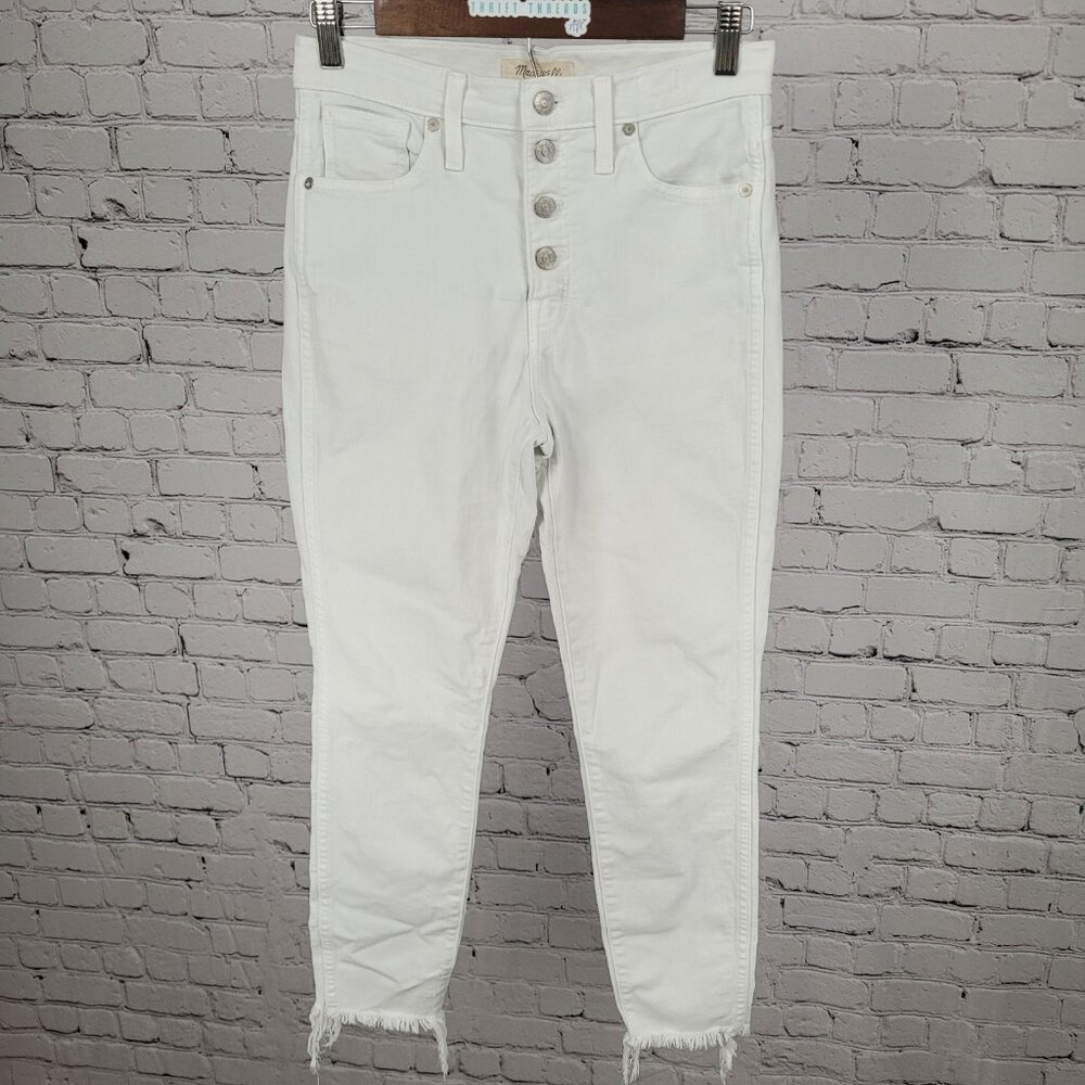 Madewell White Denim 10" High Rise Skinny Crop Stretch Jeans Size 27 (27x26)
